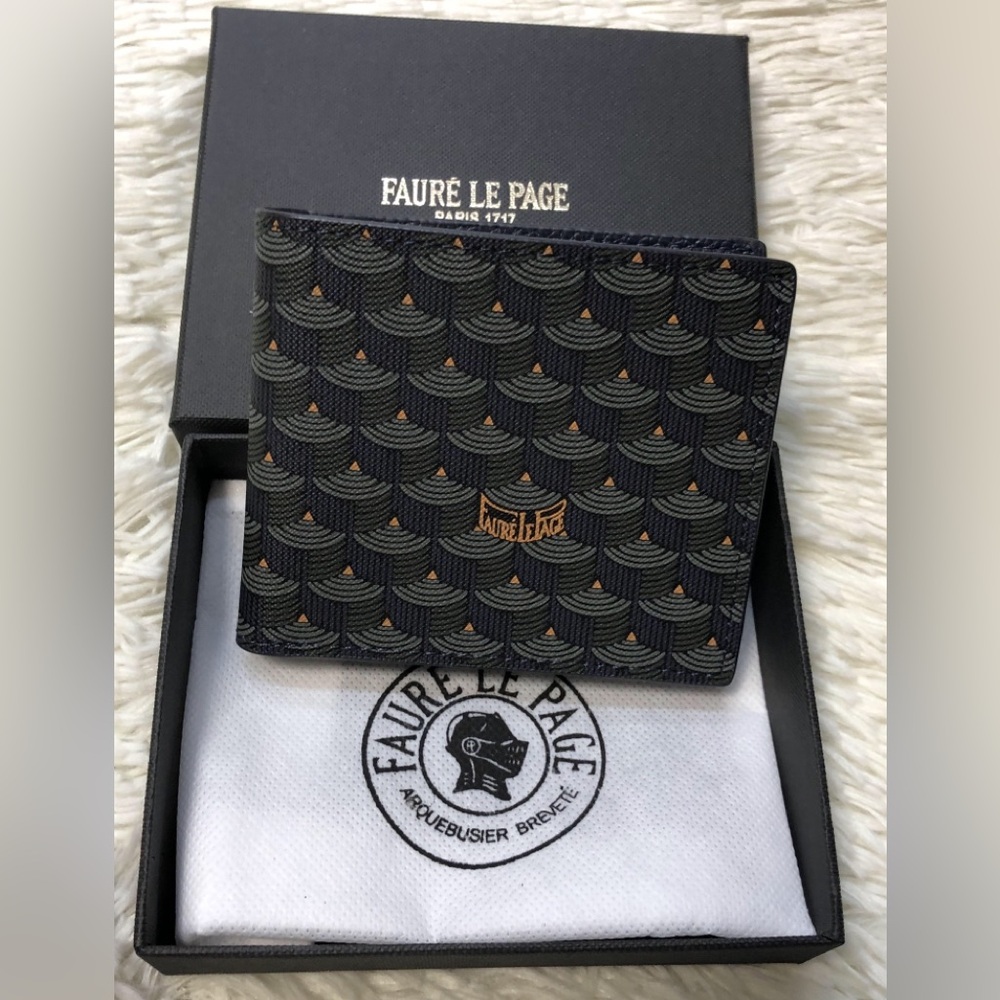 Faure Le Page Green Coated Canvas Bifold Wallet